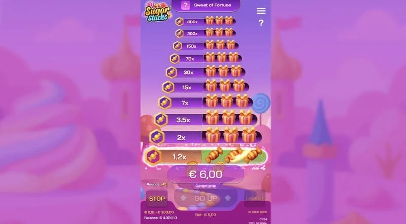 Sugar Stacks - pobjednički korak s osvjetljenim trenutnim spratom i brojačem množitelja